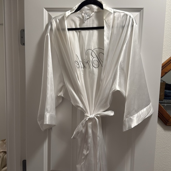White Satin Bride Robe - Picture 2 of 3
